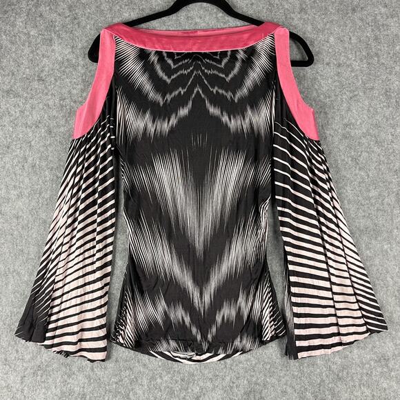 Missoni Top Womens 42 Stripe Cold Shoulder Jersey Bell Sleeve Stretch Italy Made - Picture 1 of 16